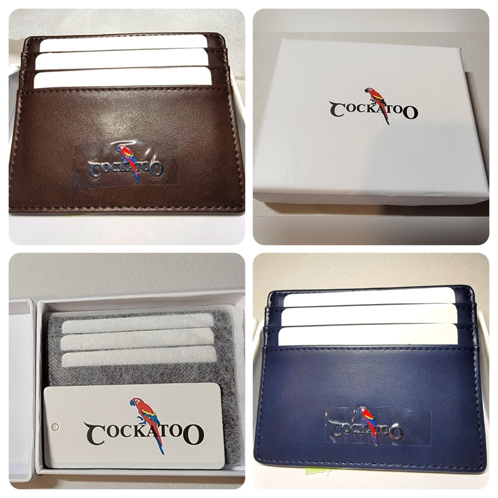 Cockatoo Leather Card Holder RFID Brown  - NIB